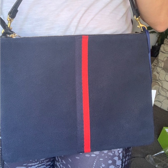 Authentic CLARE V Suede leather/leather strap zip top clutch/Crossbody - Picture 13 of 15